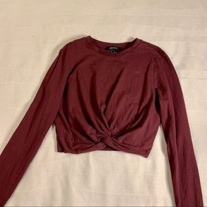 Burgundy Long Sleeve Crop Top | Forever 21